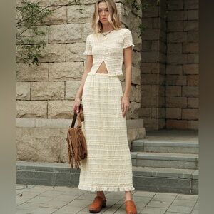 NWT Commense Elegant Cream Maxi Skirt and Top Set